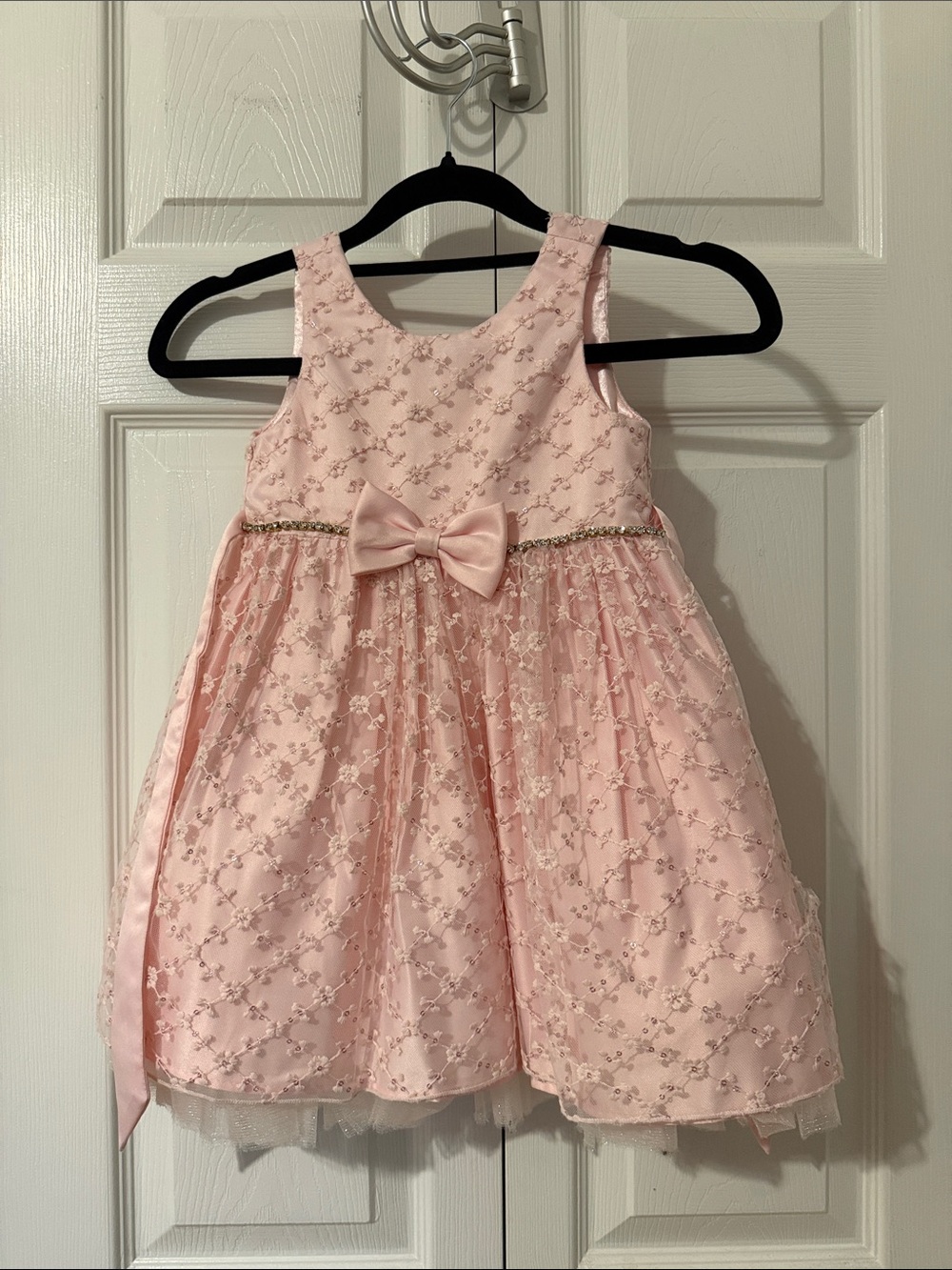 American Princess Light Pink Lace Bow Formal Dress
